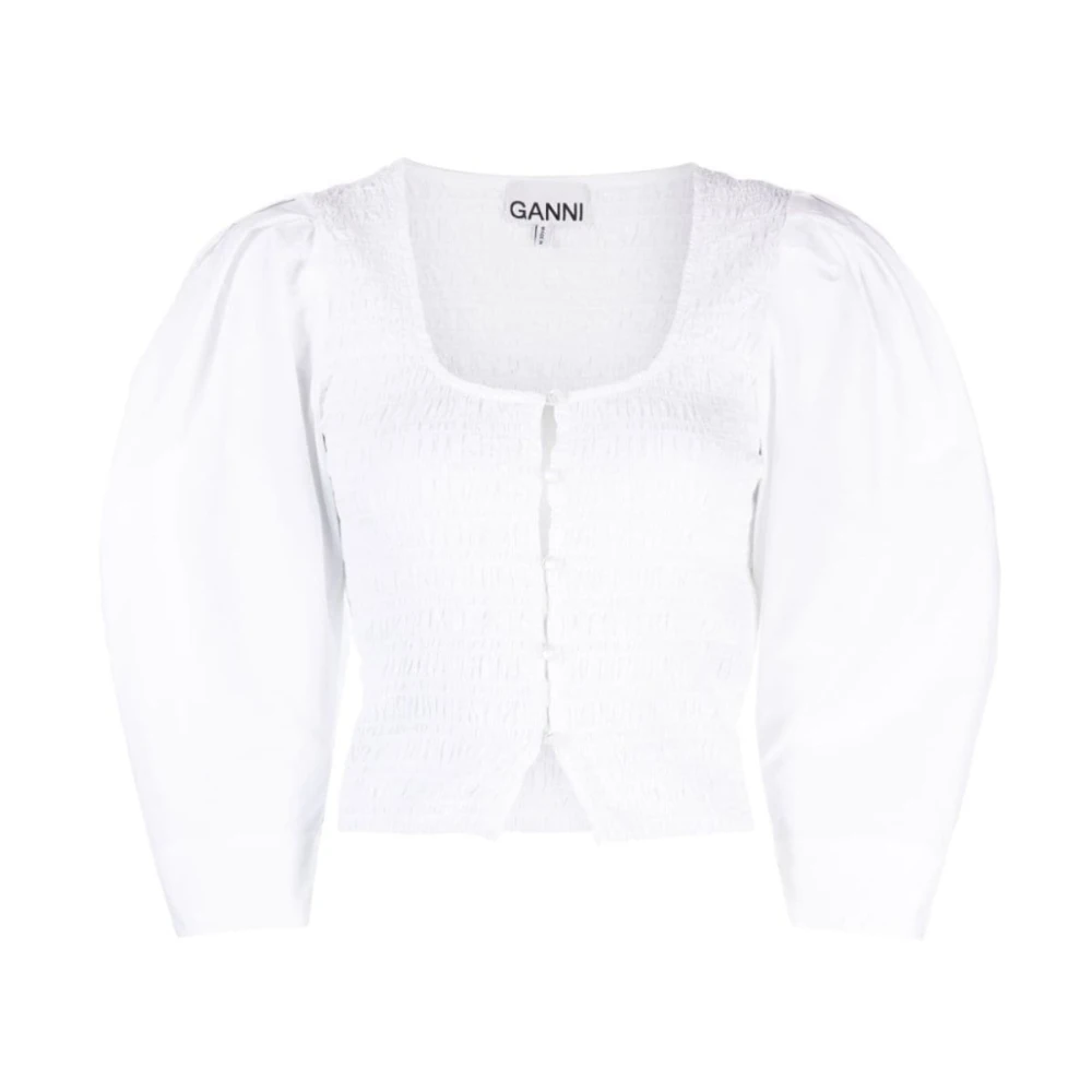 Ganni Stijlvolle Shirt Camicia 151 White Dames