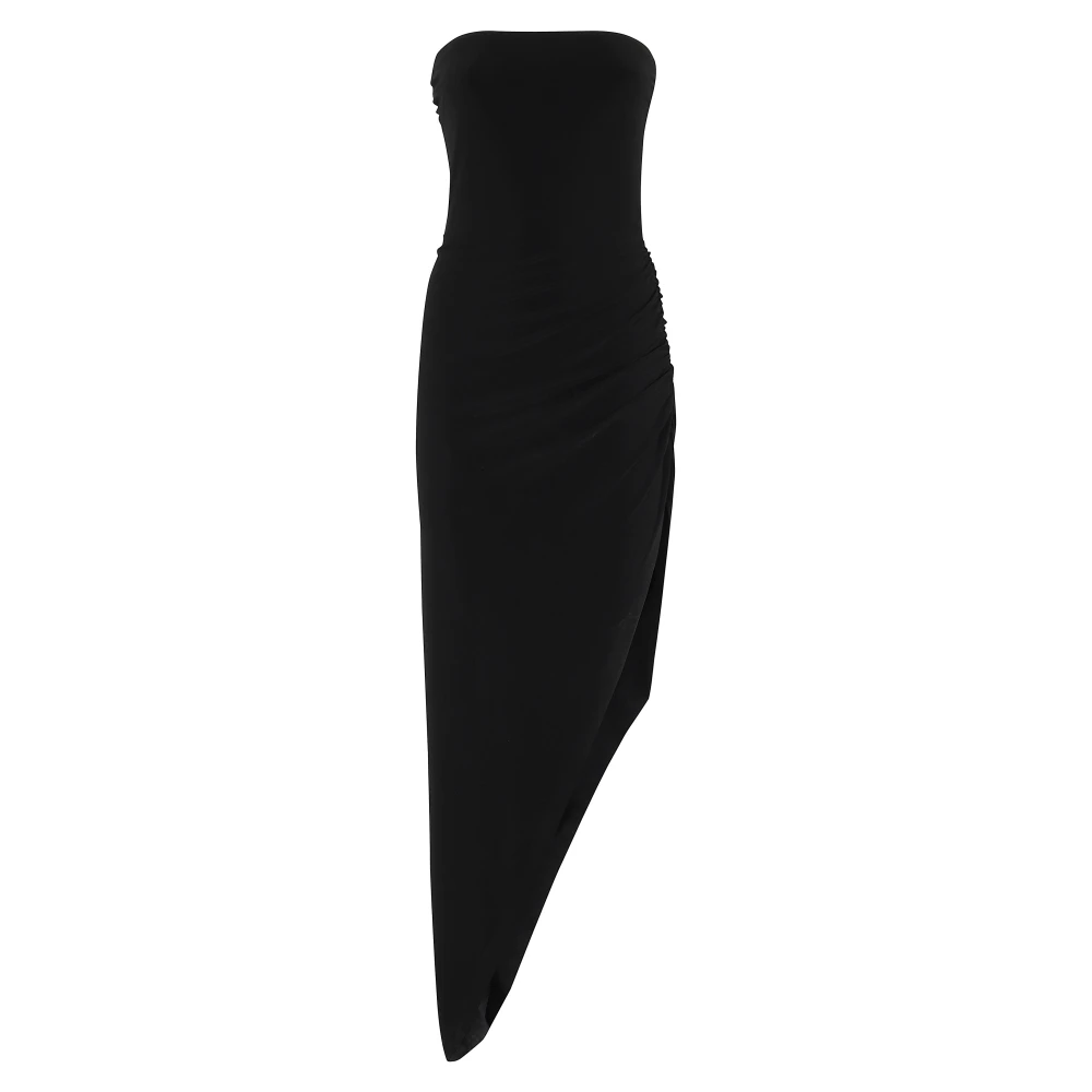 Norma Kamali Elegante Zijdraperie Jurk Black Dames