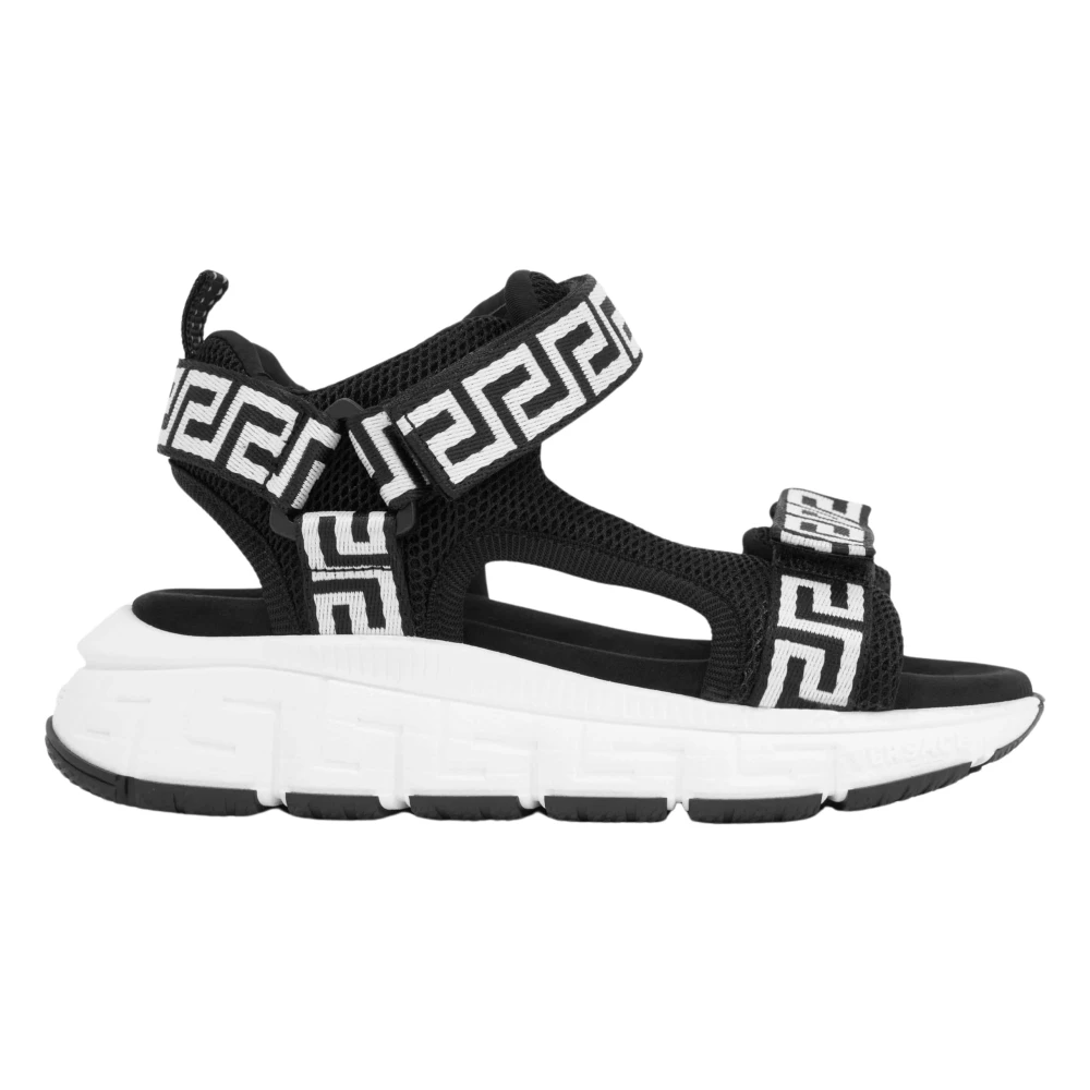 Versace Black Kids Sandals, Female, 31 Eu, Greca Strap Sandals