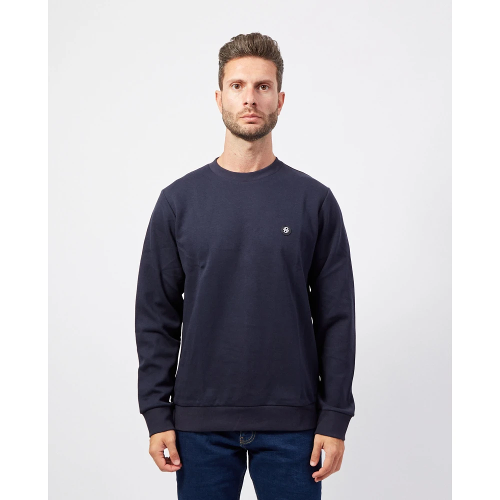 Hugo Boss Blauwe Katoenen Trui met Ronde Hals Blue Heren