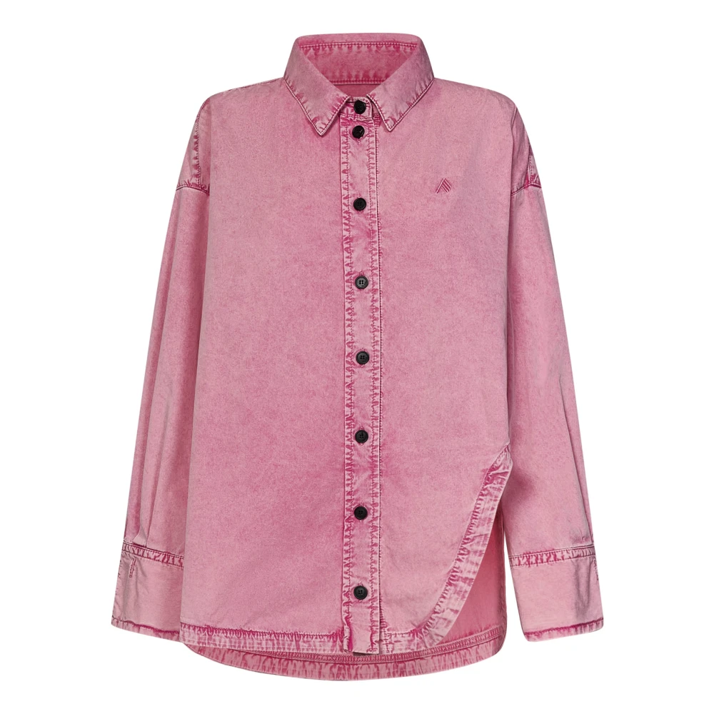 The Attico Roze Katoenen Denim Jack met Logo Borduursel Pink Dames