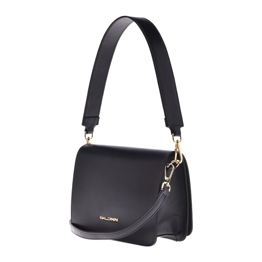 Baldinini Black leather shoulder bag Black Dames