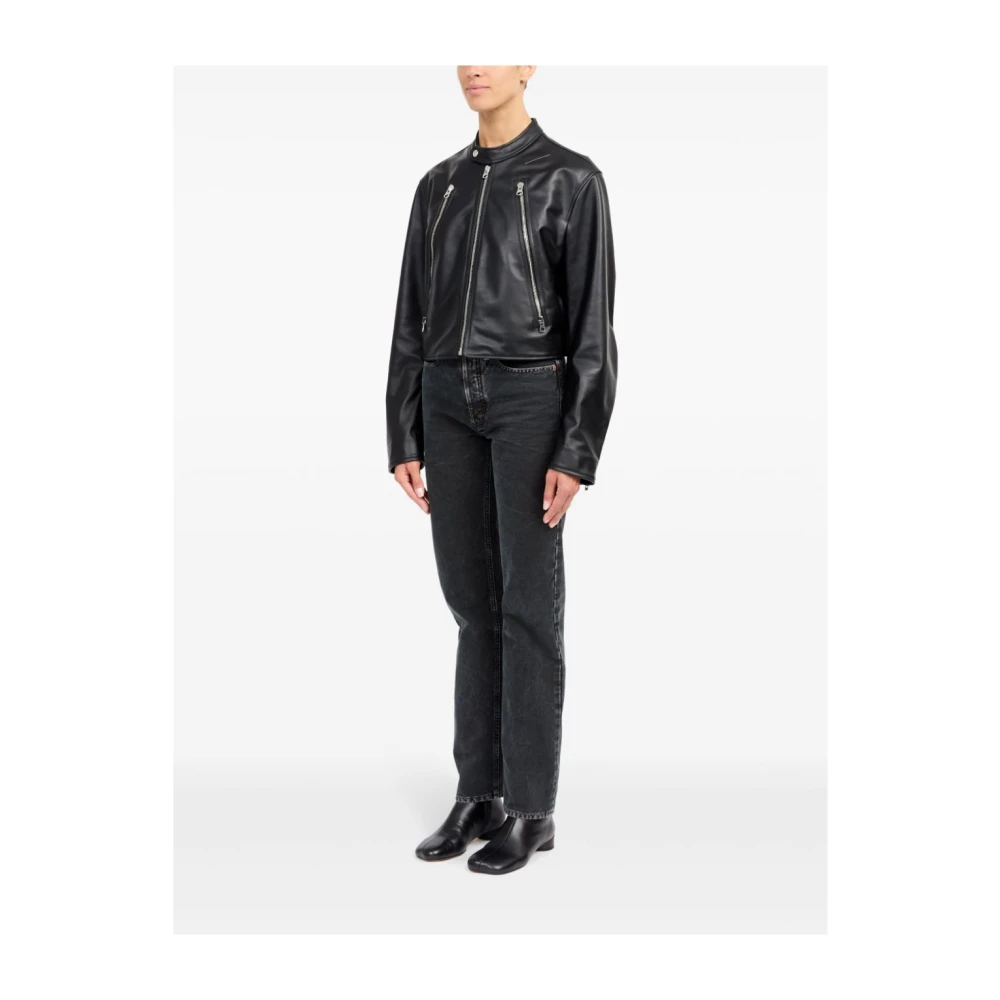 MM6 Maison Margiela Zwarte leren jack Black Dames