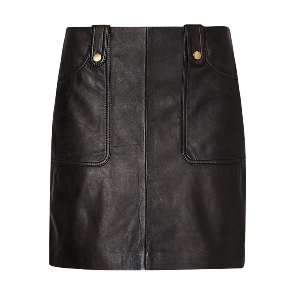 Liu Jo Bruine Leren Minirok Vintage Stijl Brown Dames