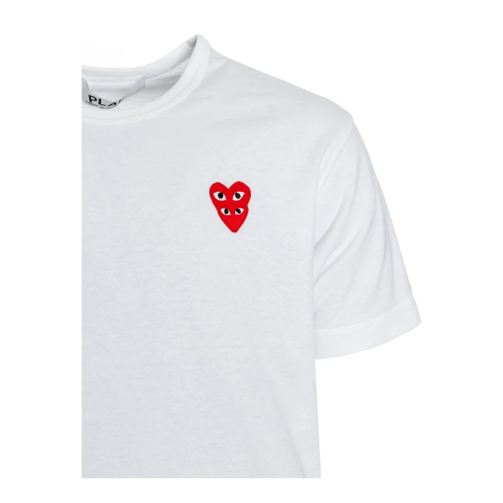 Comme des Garçons Play Logo Patch T-shirt met ronde hals White Heren