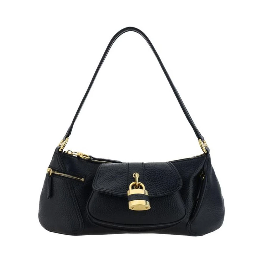 Chloé Stijlvolle leren schoudertas met rits Black Dames