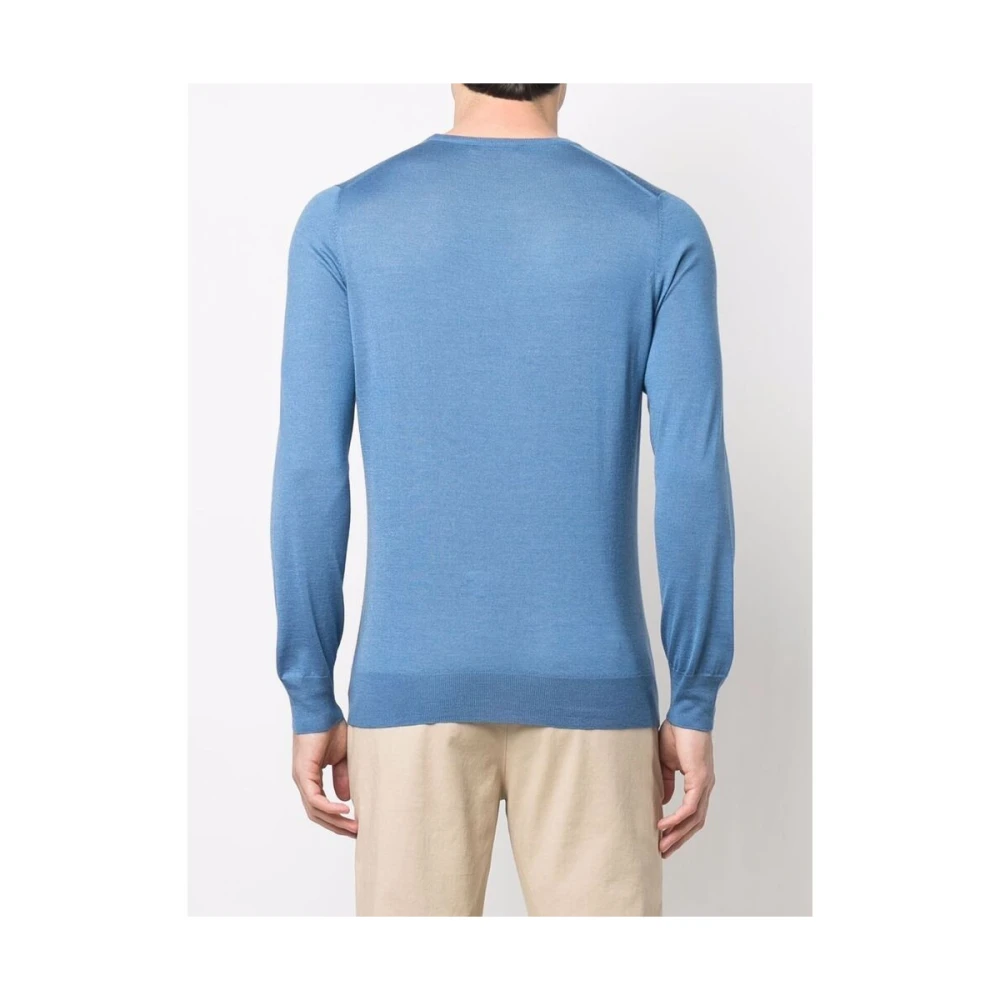 La Fileria Kasjmier-Zijde Mix Ronde Hals Sweater Blue Heren