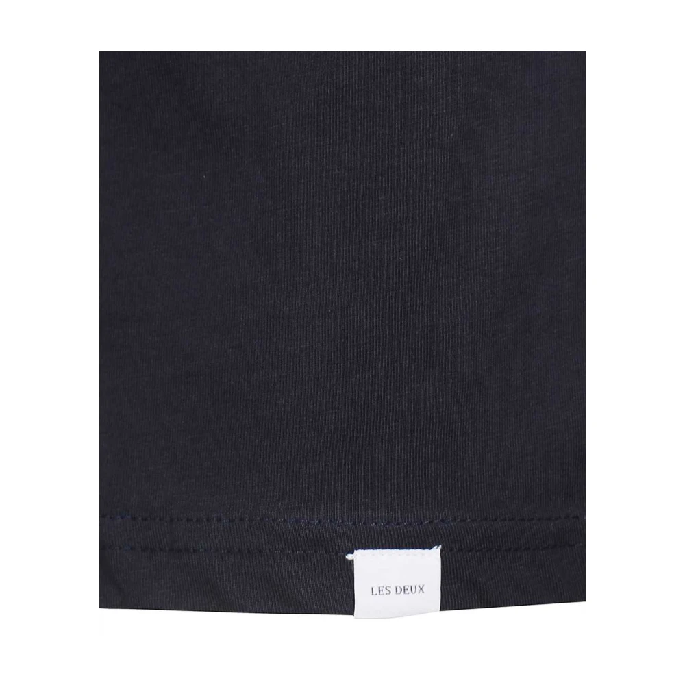 Les Deux Katoenen Ribgebreide Crew T-shirt Blue Heren