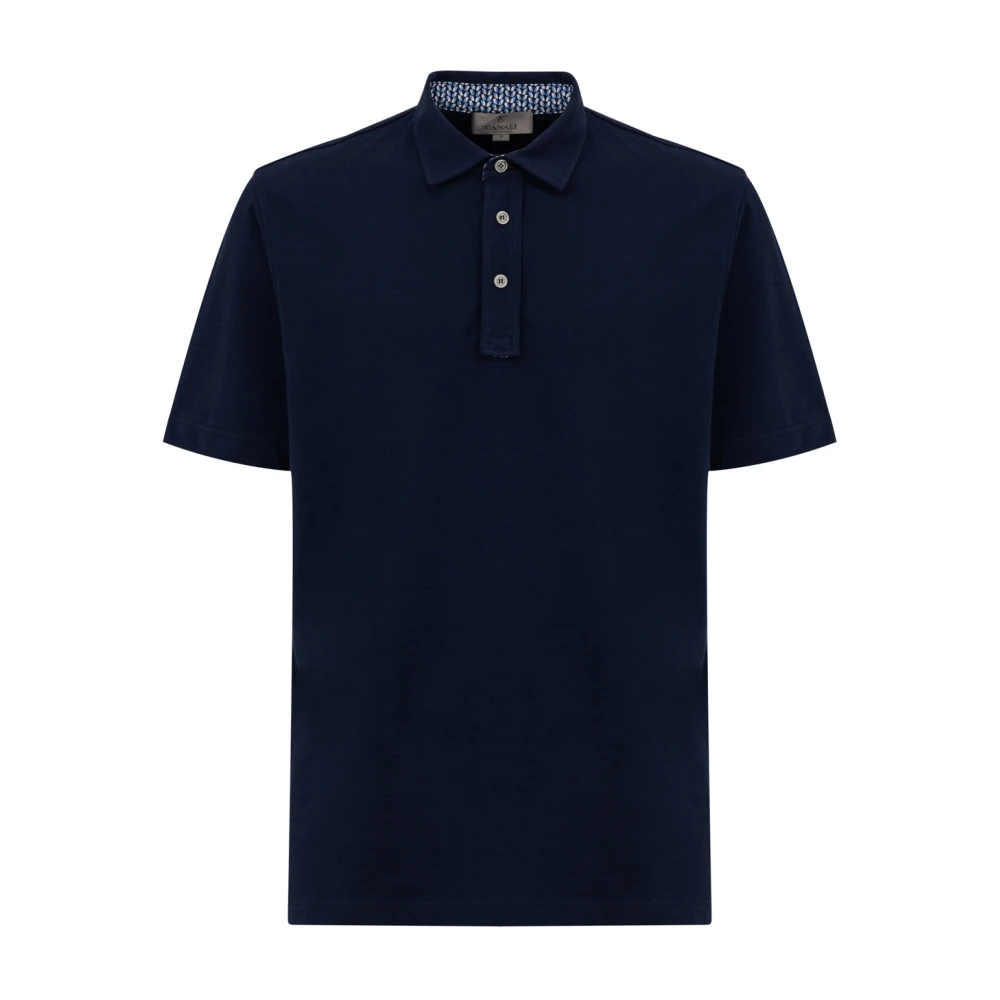 Canali Blauw poloshirt met korte mouwen Blue Heren