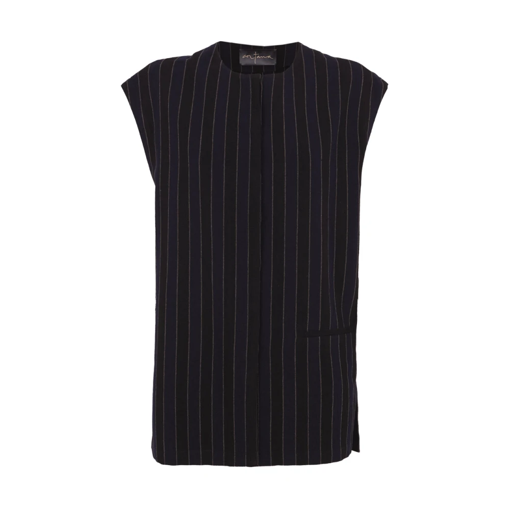 Cortana Gestreepte linnen en virgin wool vest Multicolor Dames