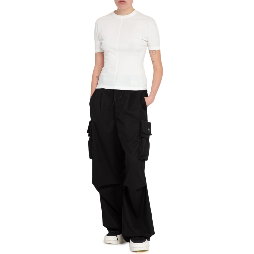 Y-3 Off White Aansluitend T-shirt met Korte Mouwen White Dames