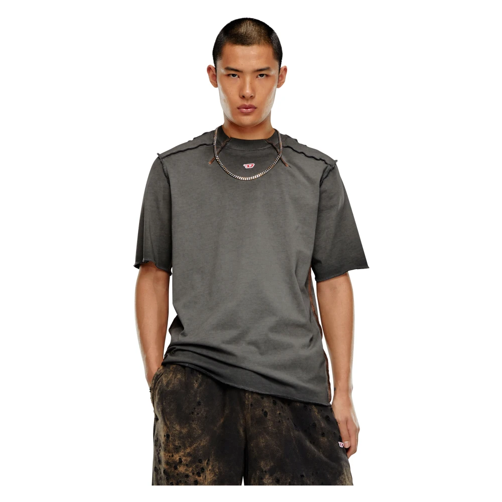 Diesel T-shirt with micro-waffle shoulders Gray Heren