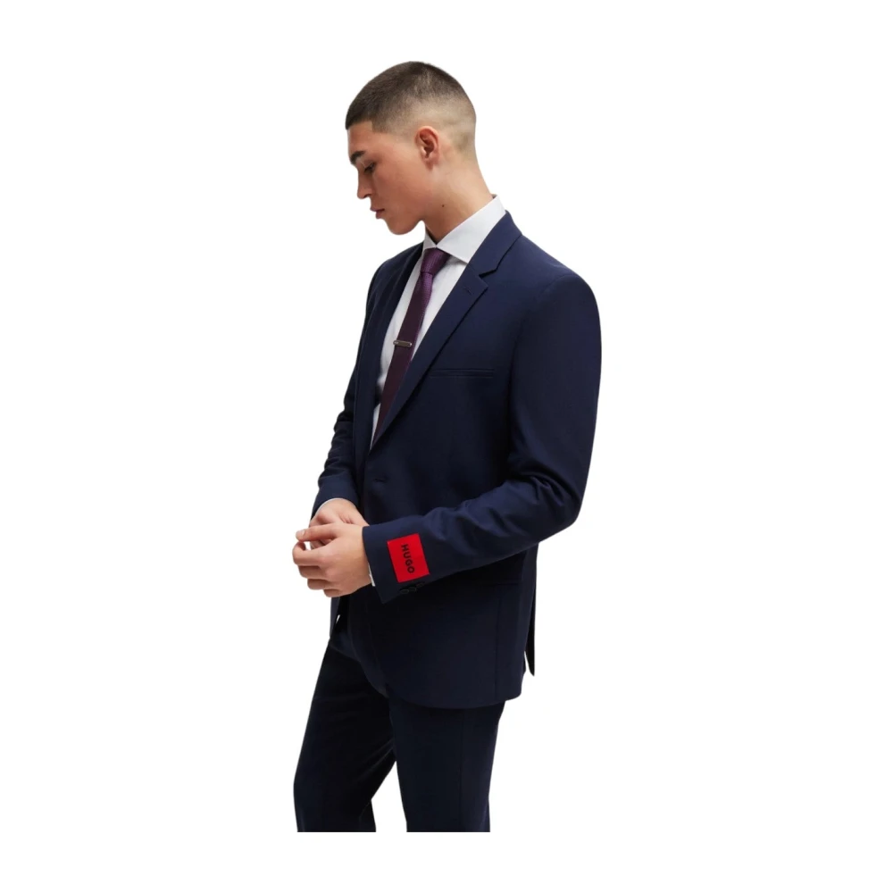 Hugo Boss Blauw Wolmix Extra-Slim-Fit Pak Blue Heren