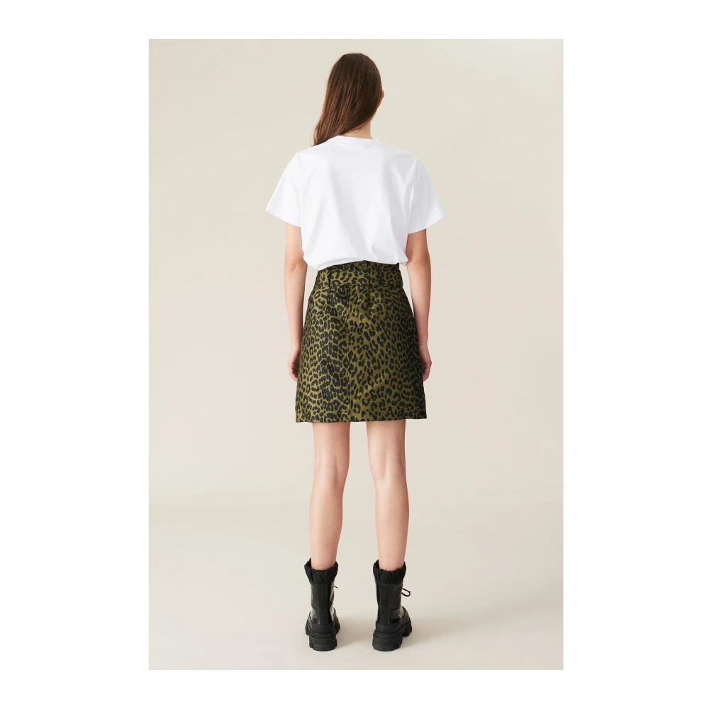 Ganni Leopard-Jacquard Rok Green Dames