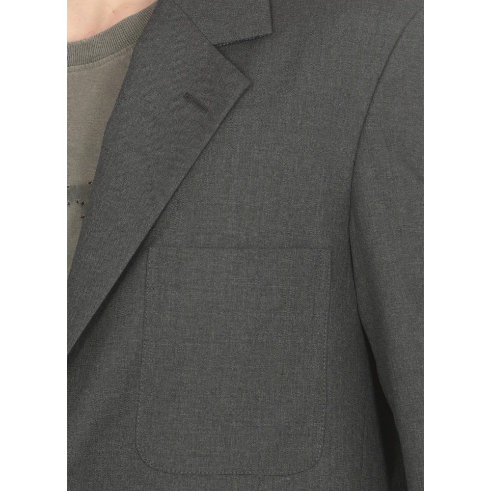 Golden Goose Grijze Wollen Jas Peak Lapel Gray Heren