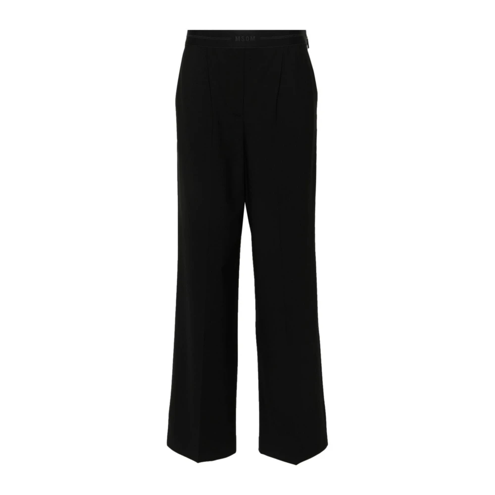 Msgm Zwarte wollen broek met elastische tailleband Black Dames