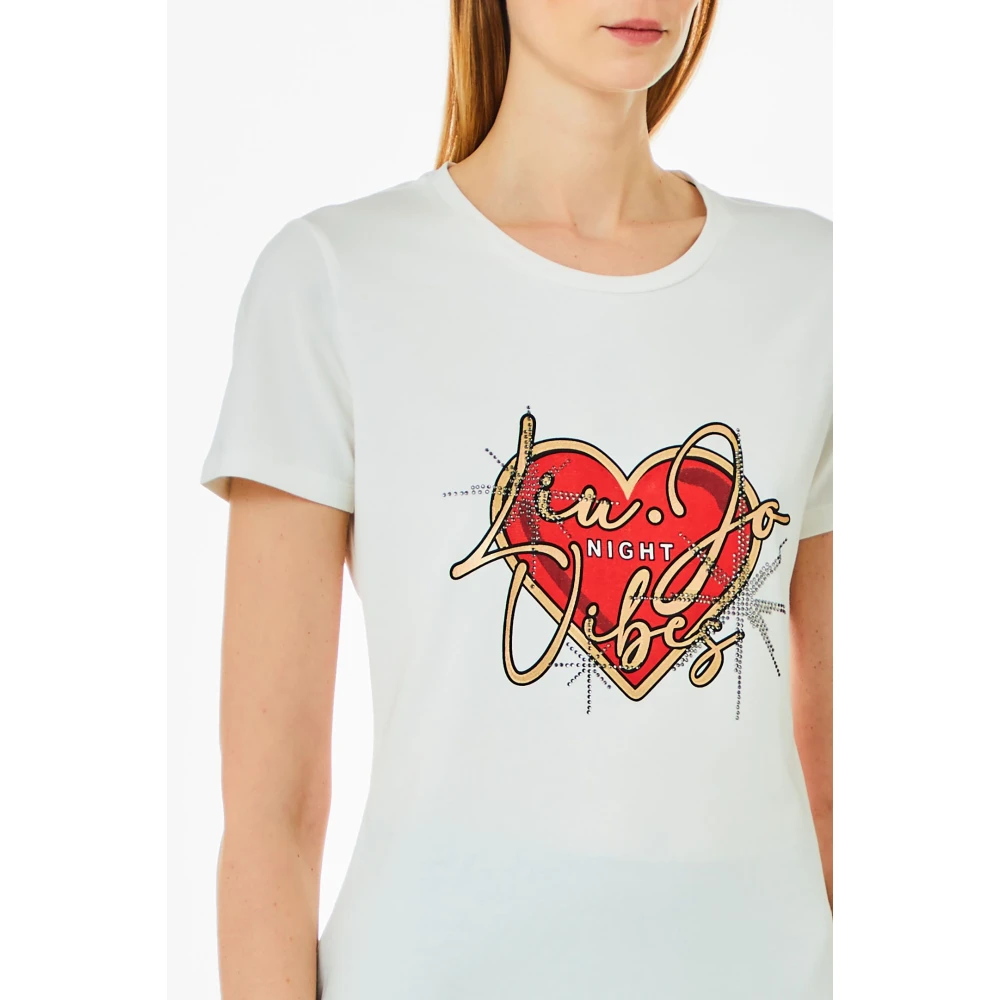 Liu Jo Hartprint T-shirt met Halve Mouw Blue Dames