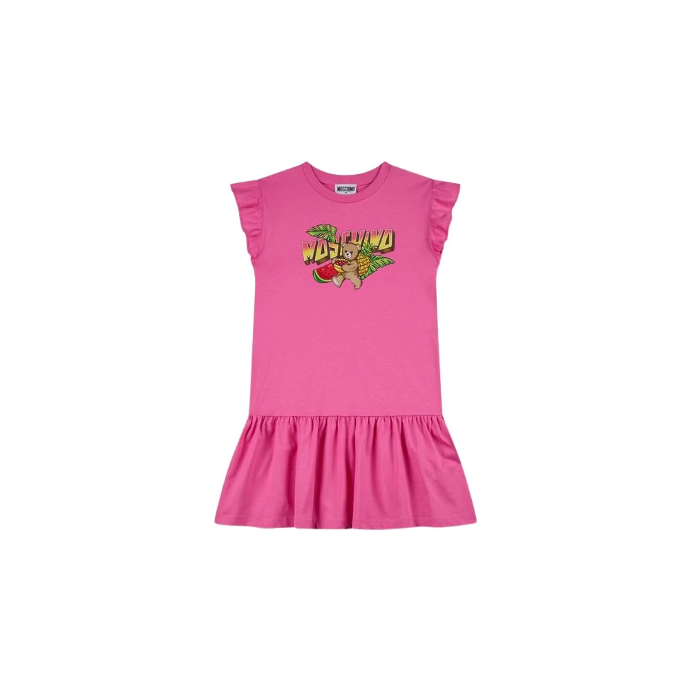 Moschino Pink Dresses, Female, 4 Y, Teddy Bear Cotton Jersey Dress