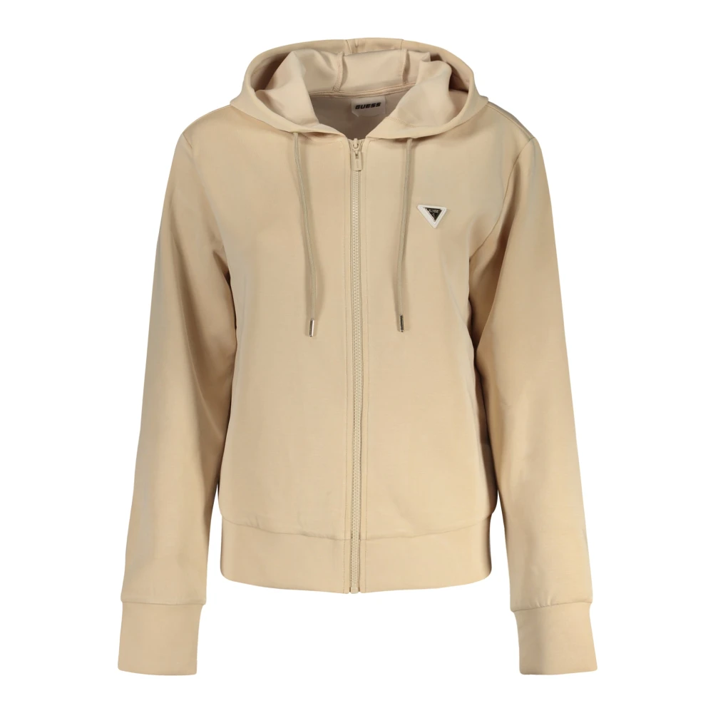 Guess Beige Hoodie met Rits en Logo Beige Heren