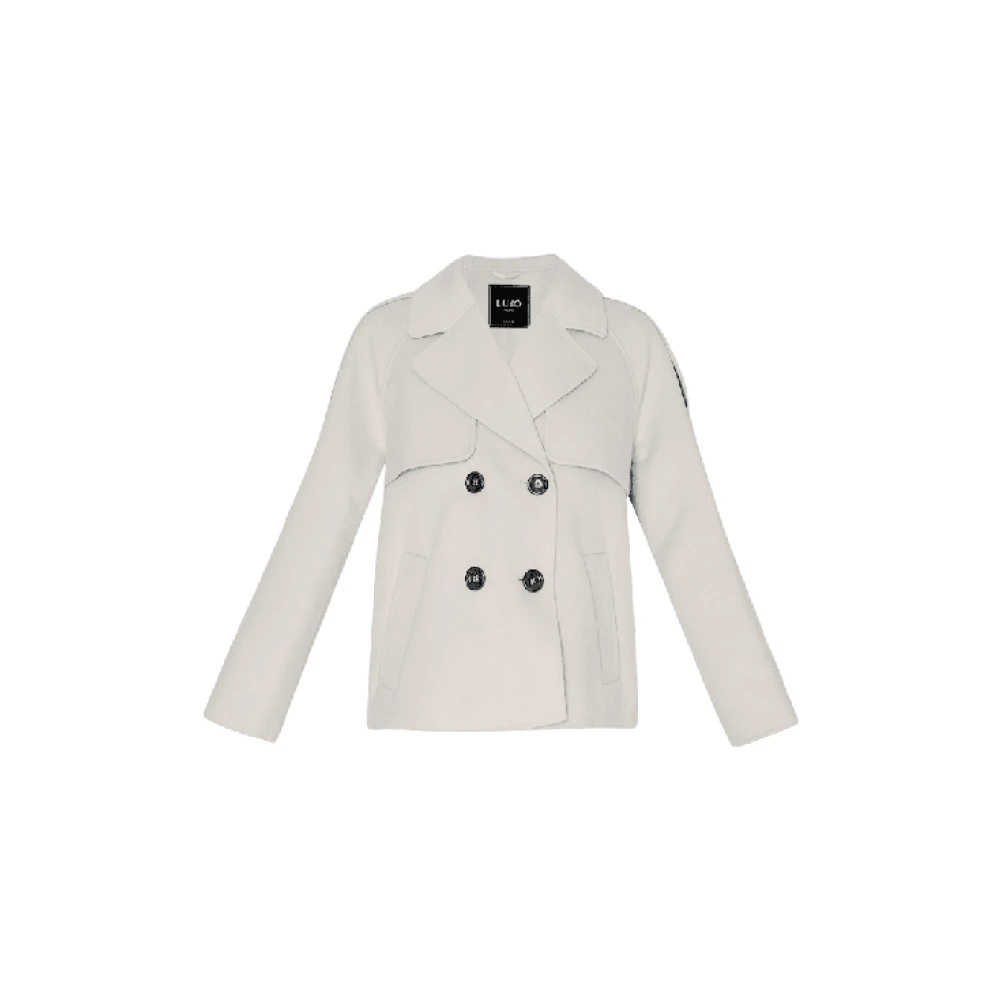 Liu Jo Dubbelbreasted Greige Beige Caban Jas Beige Dames