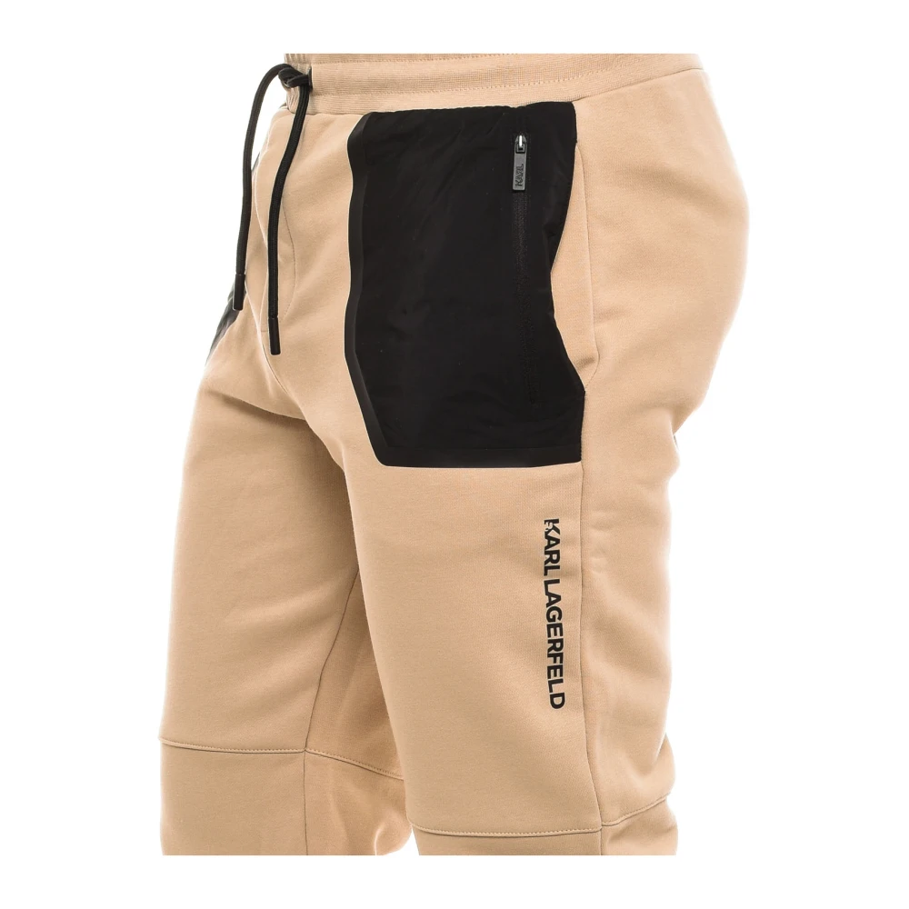 Karl Lagerfeld Sportieve Geribbelde Manchet Ritszak Broek Beige Heren