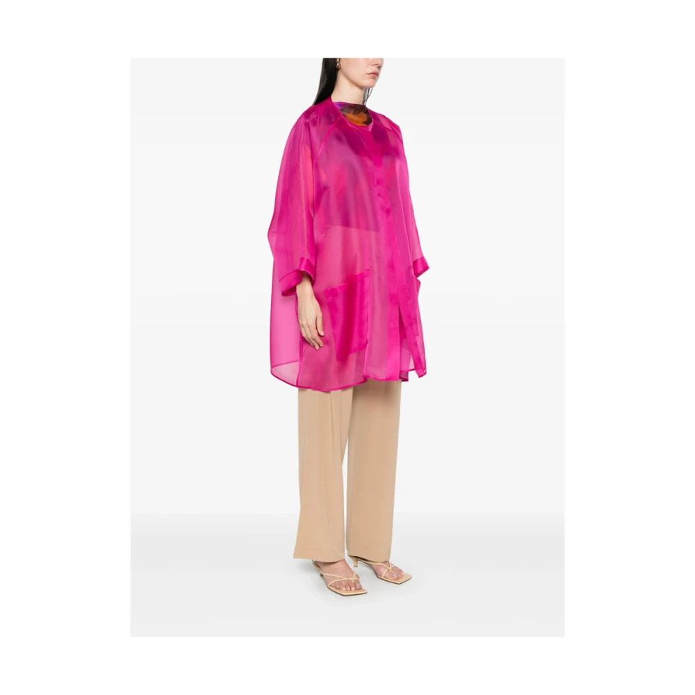 Gianluca Capannolo Fuchsia Roze Open Voorkant Jas Pink Dames