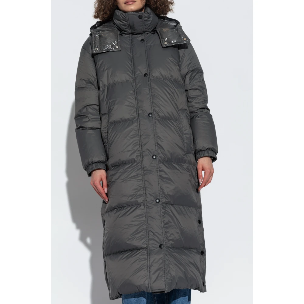 Yves Salomon Lange omkeerbare jas met afneembare capuchon Gray Dames