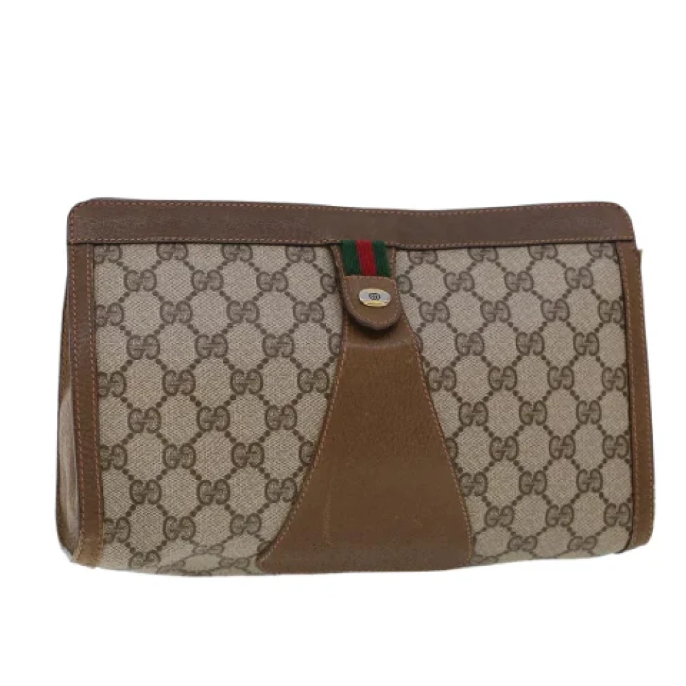 Gucci Vintage Pre-owned Canvas clutches Beige Dames