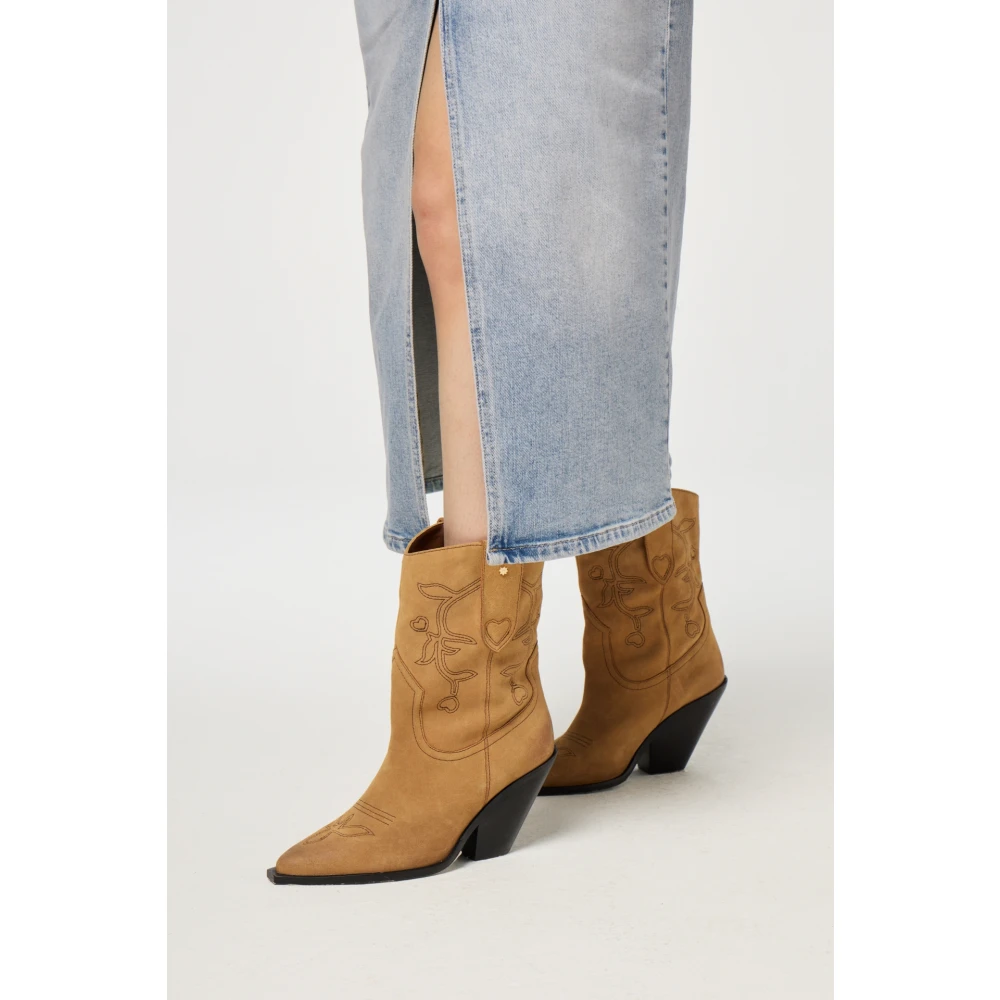 Fabienne Chapot Blauwe Denim Midi Rok met Zakken Blue Dames