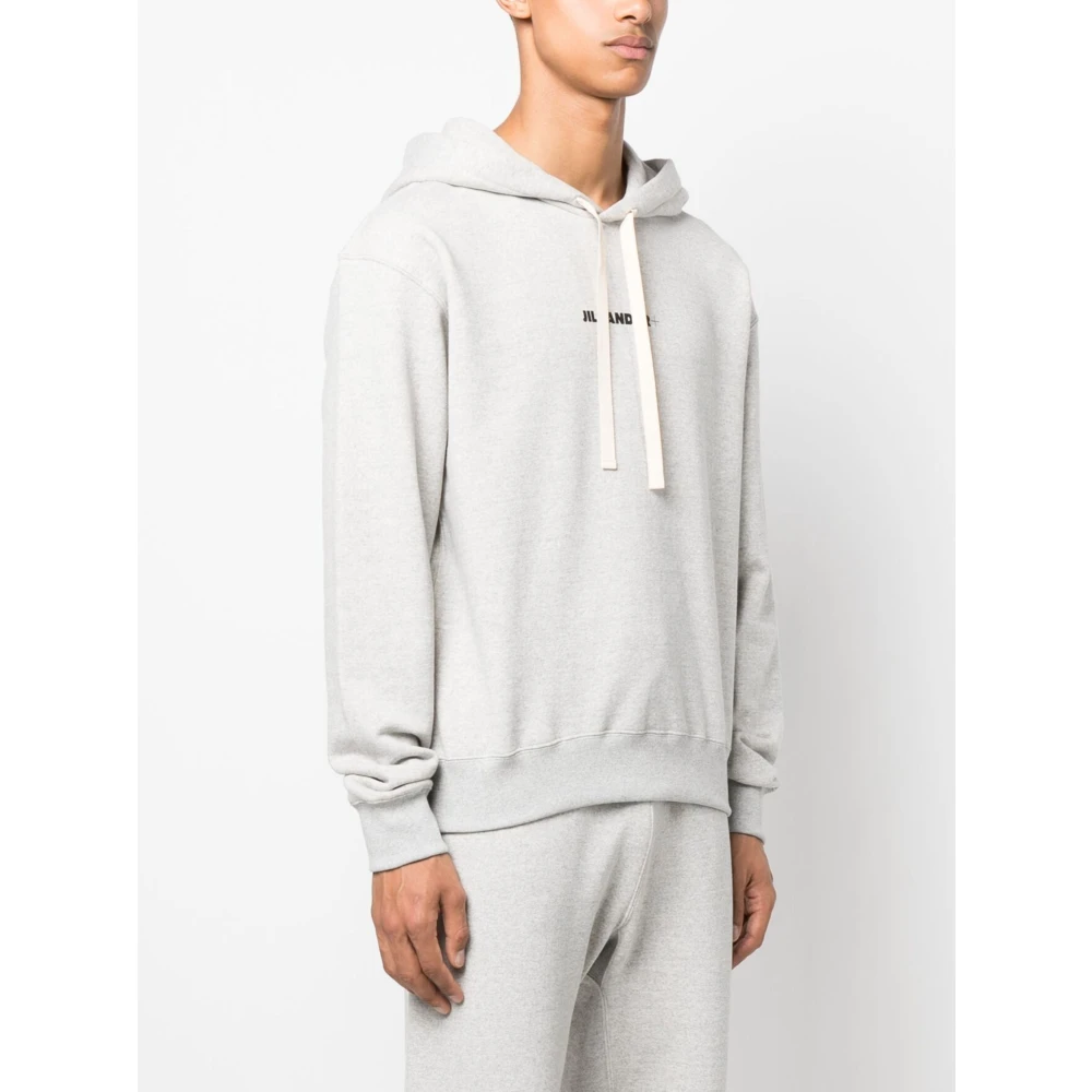 Jil Sander Grijze Logo Hoodie Gray Heren