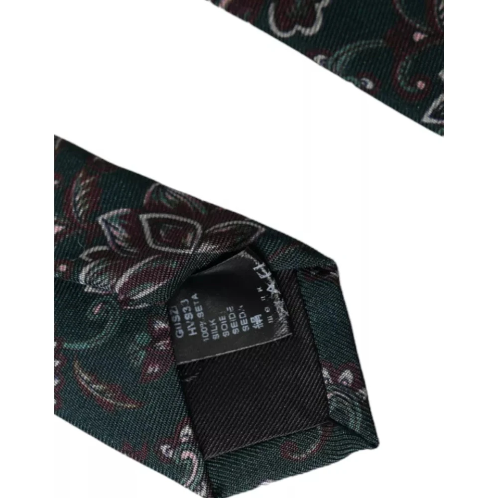 Dolce & Gabbana Groene zijden stropdas met bloemenprint Green Heren