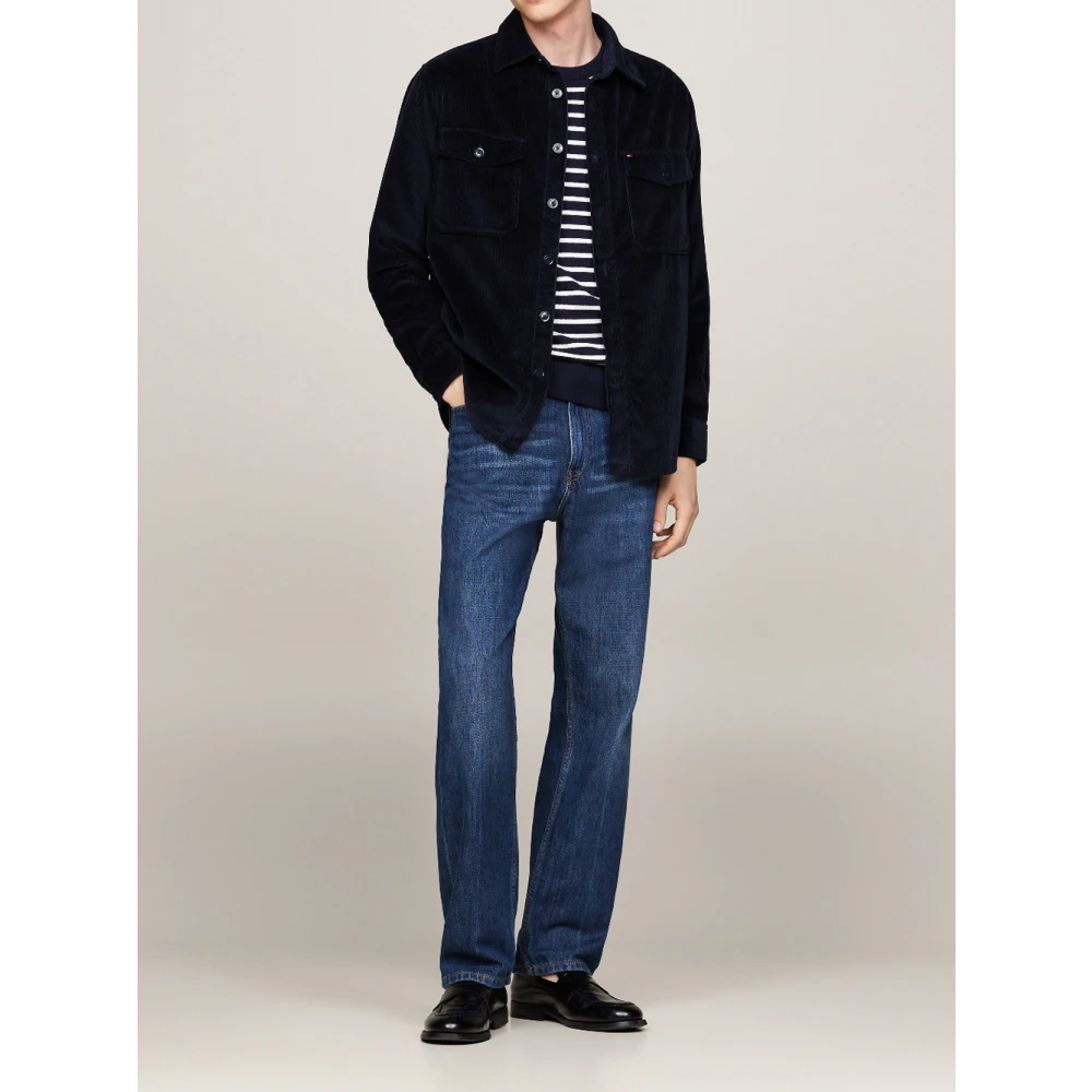 Tommy Hilfiger Blauw Fluweel Overshirt Shirt Blue Heren