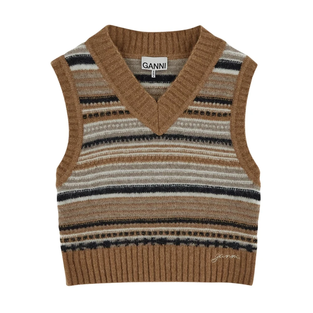 Ganni Alpaca Beige Gebreide Kleding voor Vrouwen Multicolor Dames