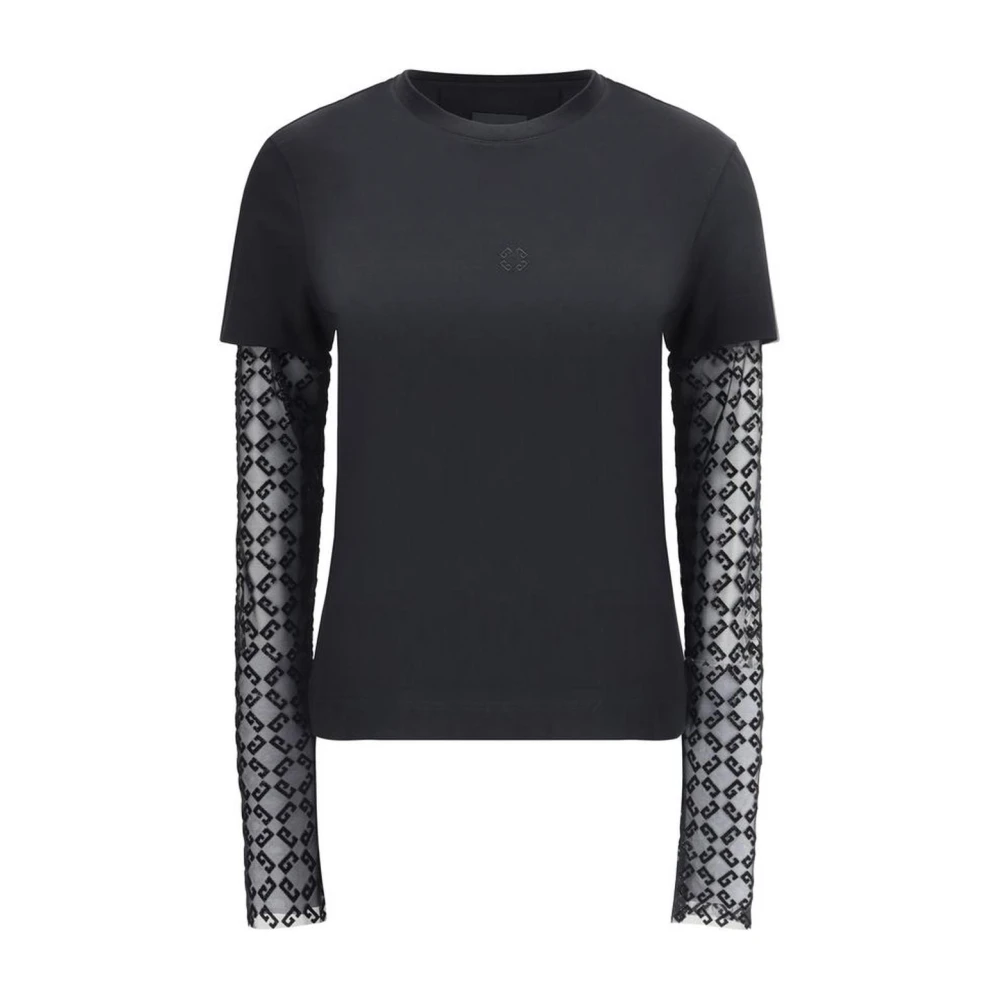 Givenchy Dubbel-laags Katoenen Longsleeve met Geborduurd Logo Black Dames
