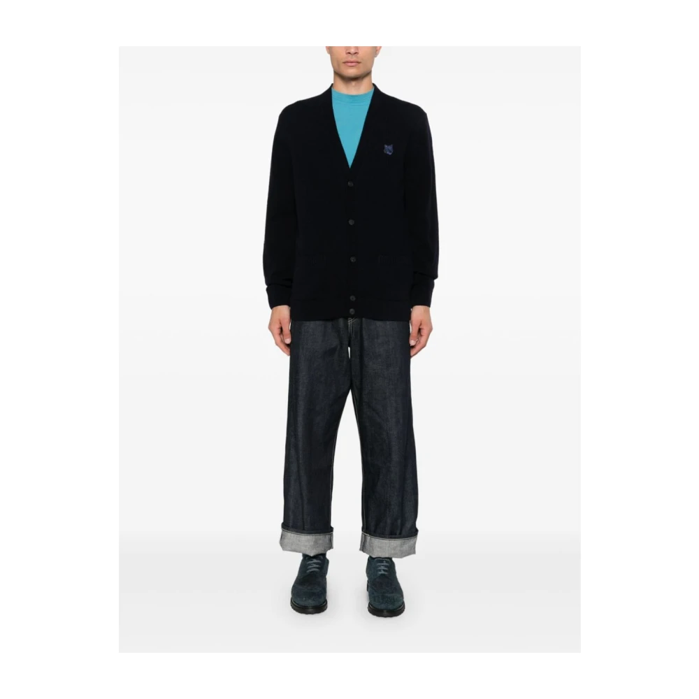Maison Kitsuné Blauwe Gebreide Trui Aw24 Blue Heren