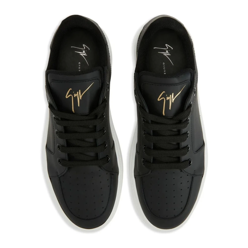 giuseppe zanotti Zwarte Leren Gz94 Sneakers Black Heren