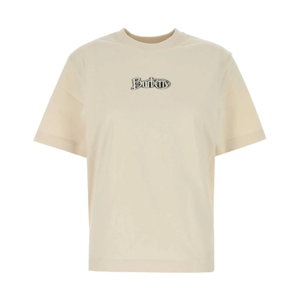 Burberry Women's Beige T-Shirts, Xs, Graphic Logo Cotton T-Shirt