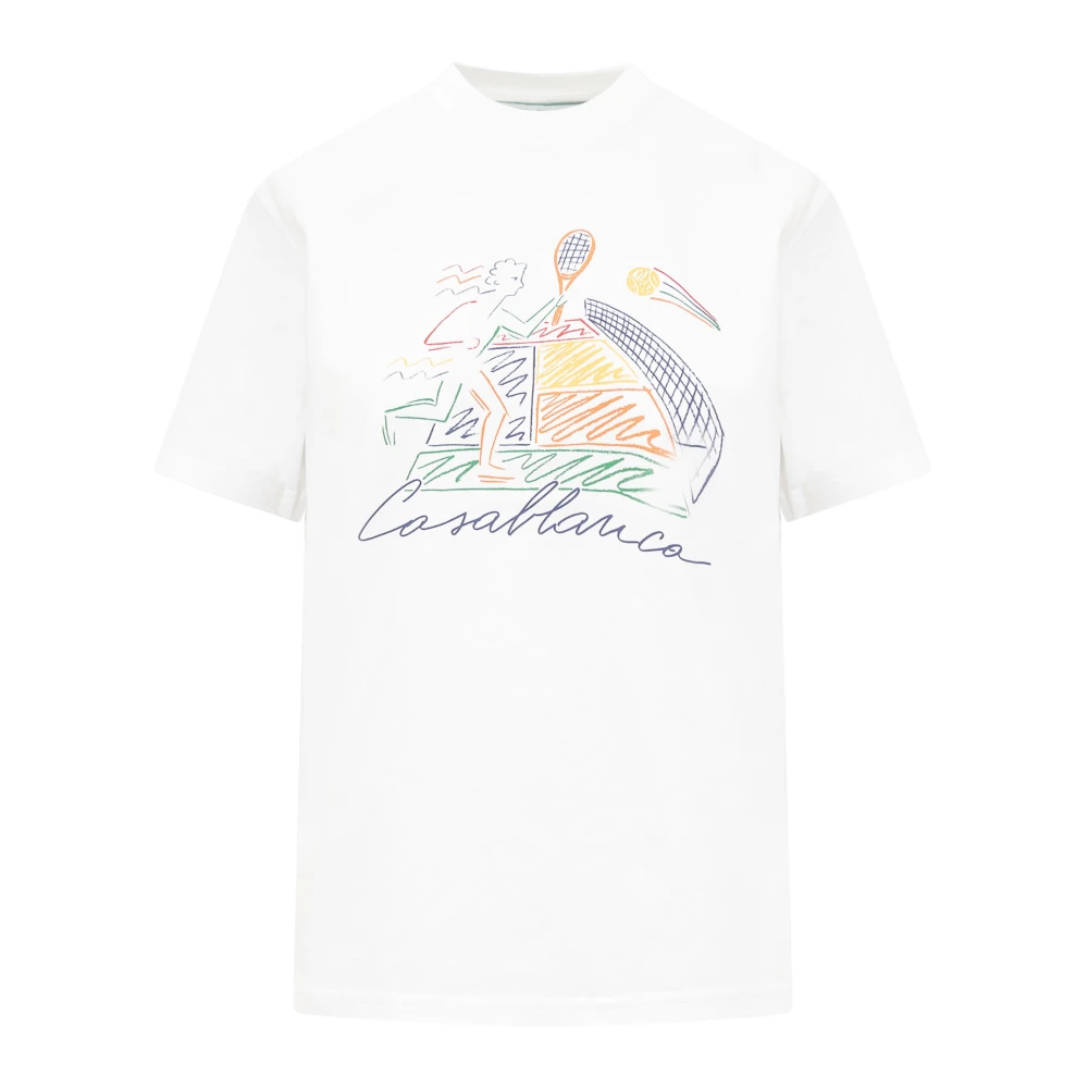 Casablanca Wit Crewneck T-Shirt met Voorprint White Dames