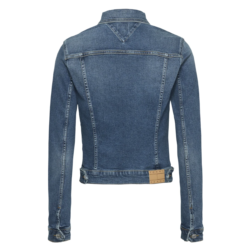Tommy Jeans Blauwe Denim Jack Lange Mouw Knoopsluiting Blue Dames