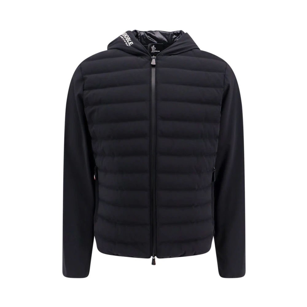 Moncler Gewatteerde Nylonjas met Capuchon Black Heren