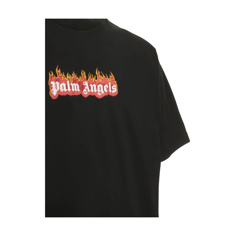 Palm Angels Brandend Logo T-shirt Black Heren