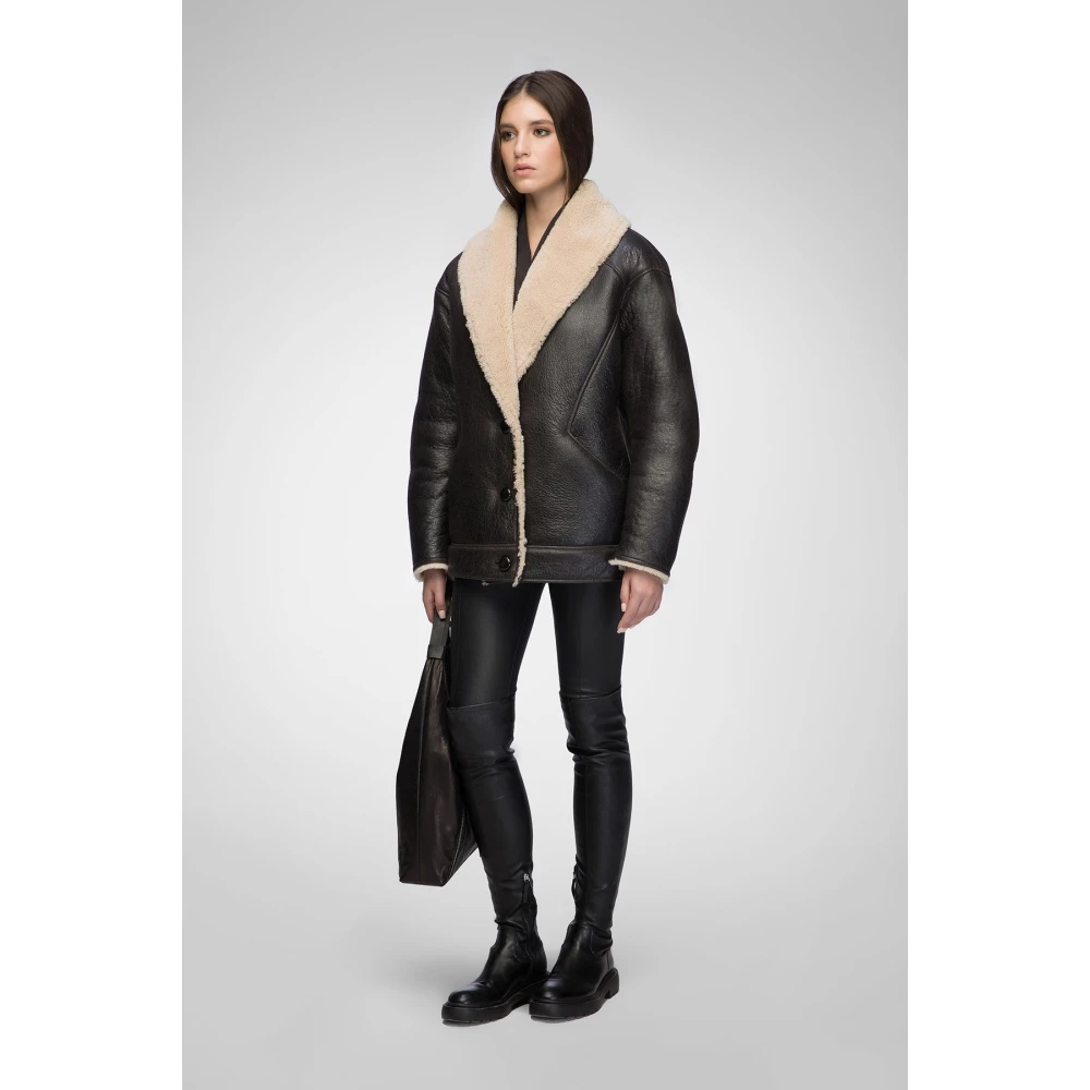 Vespucci by VSP Nila Bruin Beige Shearling Jas Brown Dames