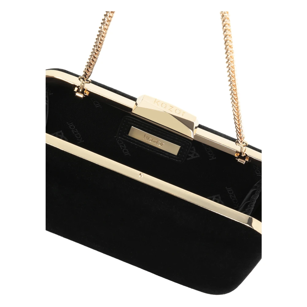 Kazar Avond clutch tas aan een gouden ketting Black Dames
