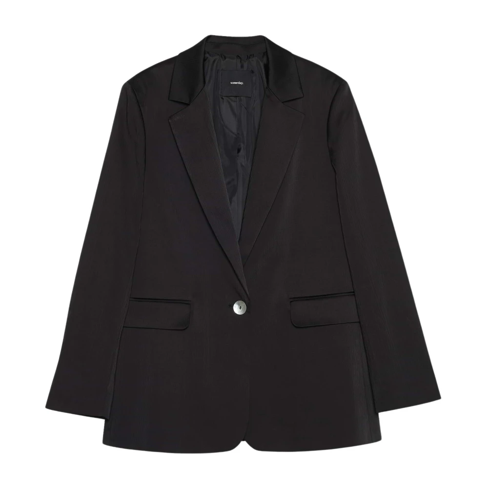 Someday. BCI Cotton Mix Geplisseerde Blazer Black Dames