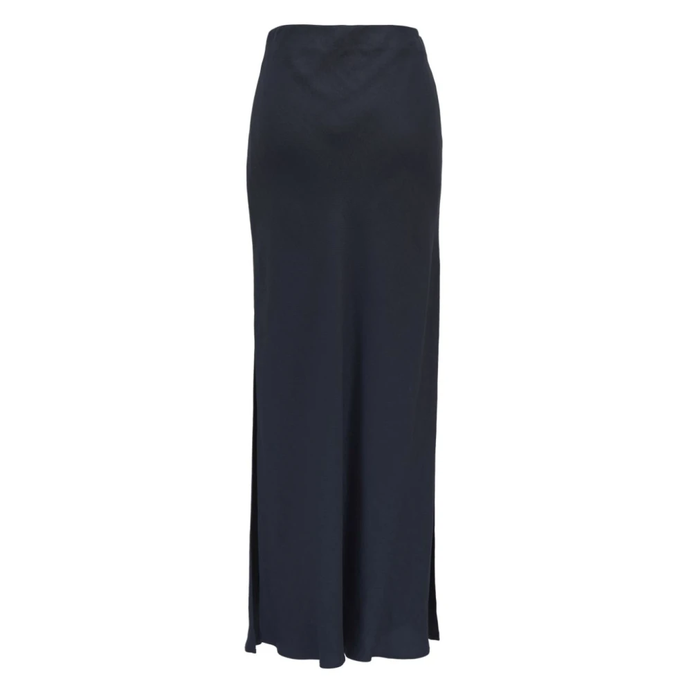 BRUNELLO CUCINELLI Blauwe Lange Rok Twill Viscose Linnen Blue Dames