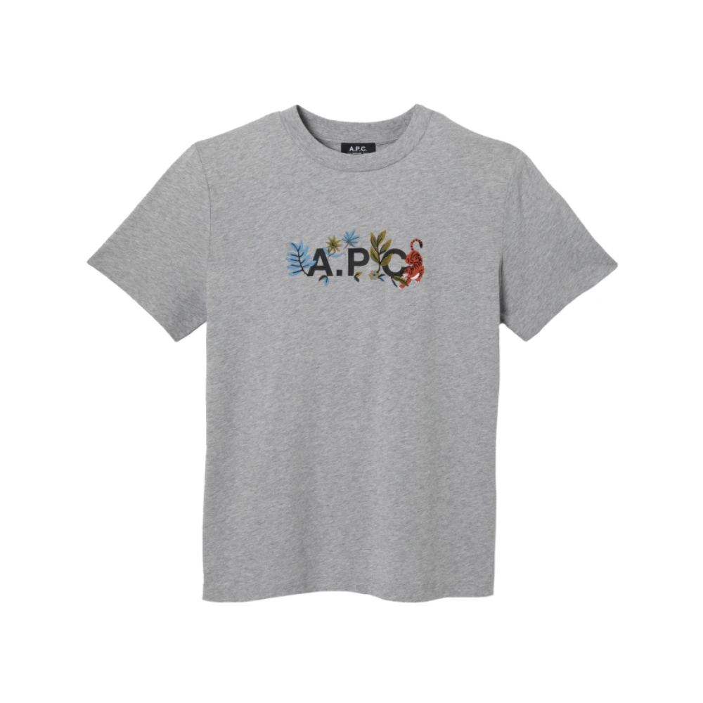 A.p.c. Blommig Logotyp T-shirt Gray, Herr