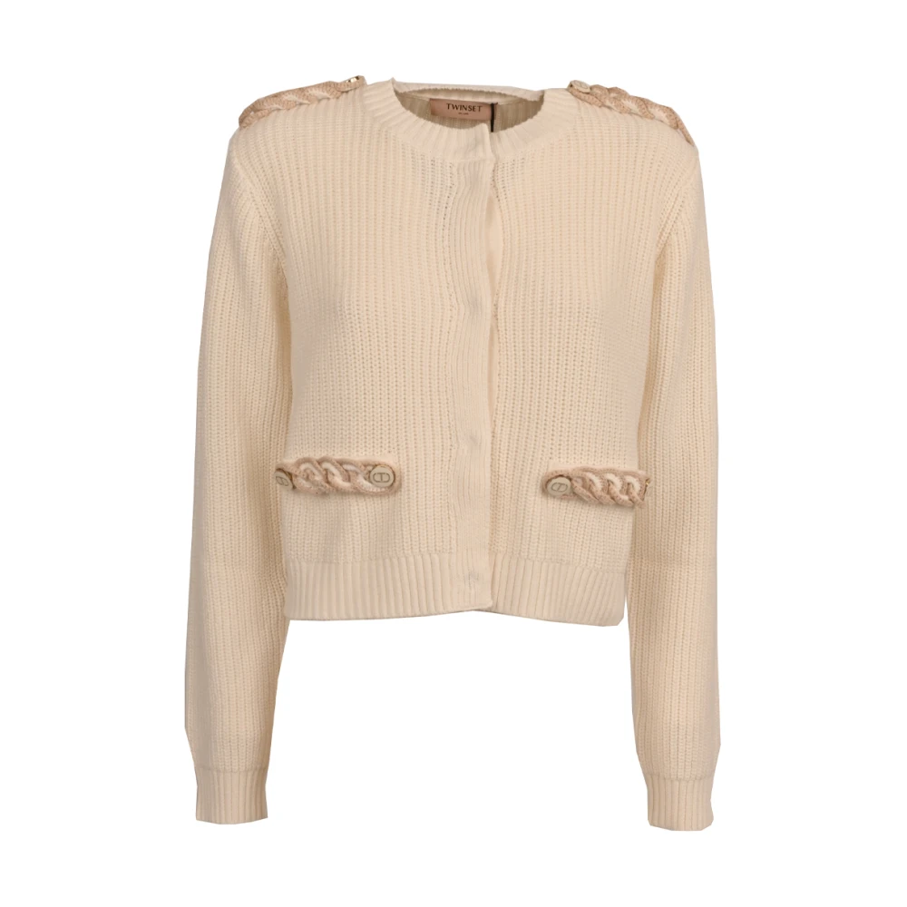 Twinset Kleurrijke katoenen touwen vest trui White Dames