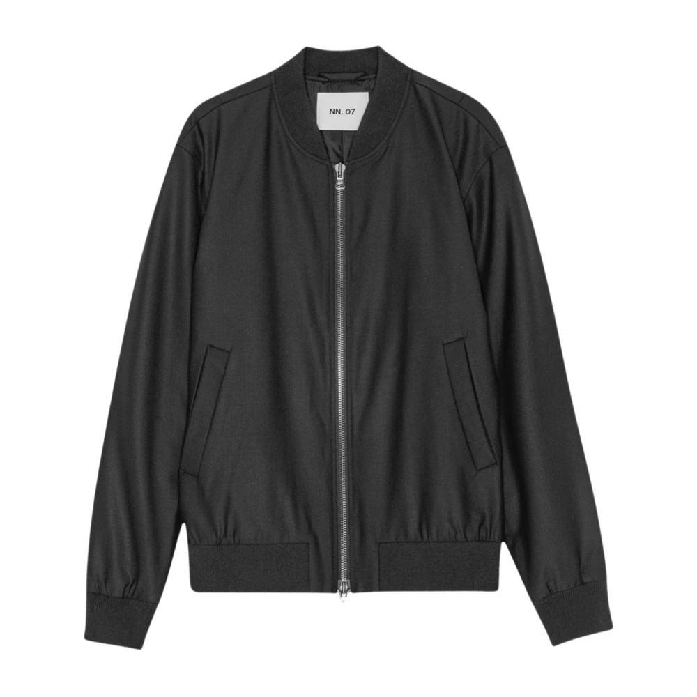 Nn07 Black Bomber Jackets, Male, L, Wool Blend Bomber Jacket