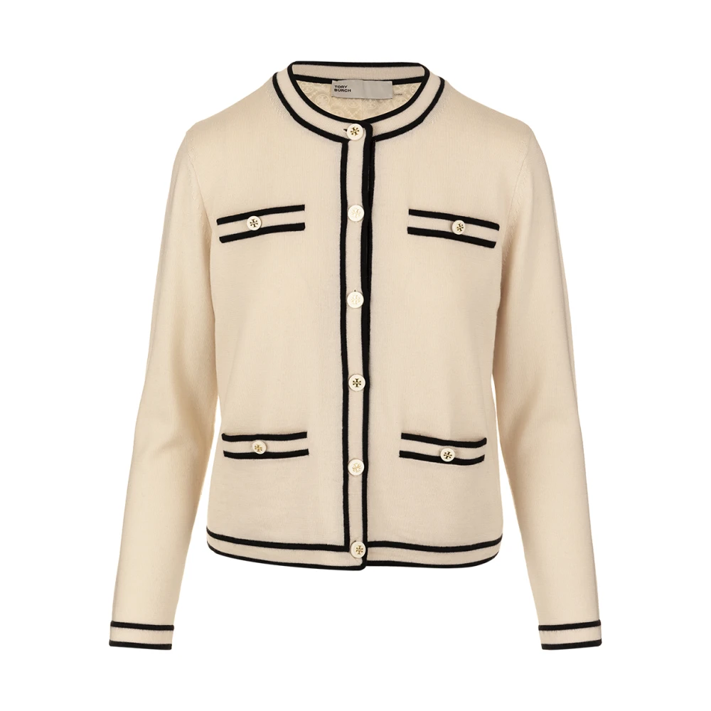 Tory Burch Kendra Cardigan - Högkvalitativt lager-på-lager elegans Beige, Dam