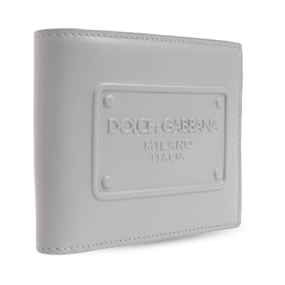 Dolce & Gabbana Leren portemonnee Gray Heren